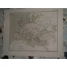 Cartina geografica Europa all epoca delle crociate incisione Allodi Pagnoni editore
