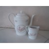 Caffettiera e lattiera porcellana Limonges Feuillade Francia