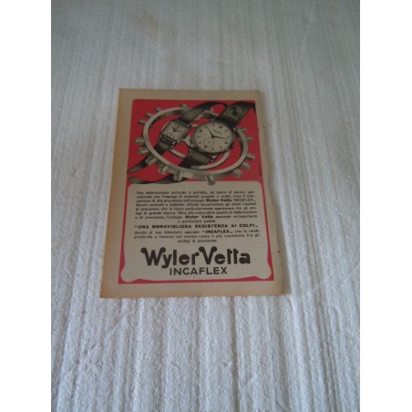 Pubblicità advertising Wyler Vetta Incaflex orologi