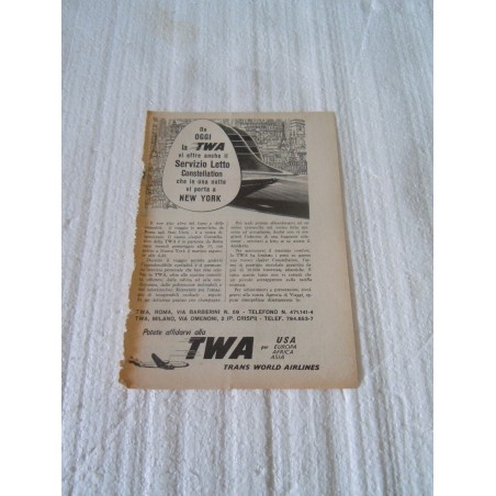 Pubblicità advertising TWA Trans World Airlines