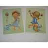 Cartoline bambina con cane 2 differenti non viaggiate