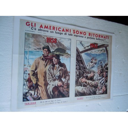 Manifesto Gli americani sono ritornati turismo copia riproduzione cm 50x35