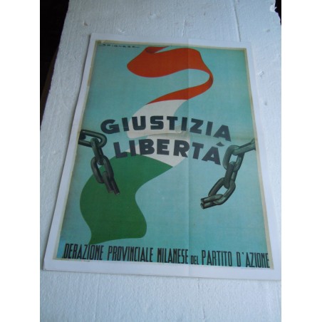 Manifesto Giustizia libertà fascismo copia riproduzione cm 50x35