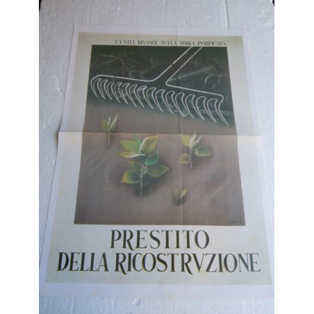 Manifesto Prestito della ricostruzione fascismo copia riproduzione