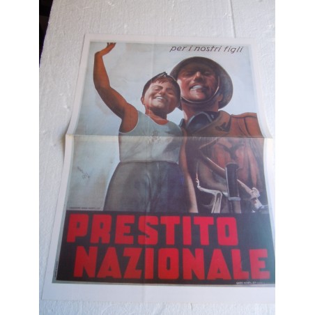 Manifesto Prestito nazionale fascismo copia riproduzione
