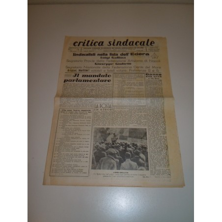 Critica Sindacale rivista giornale 10 Aprile 1948