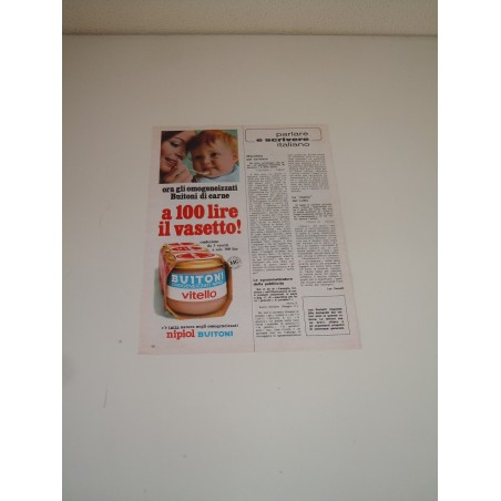 Pubblicità advertising Nipiol Buitoni omogeneizzati 100 lire al vasetto