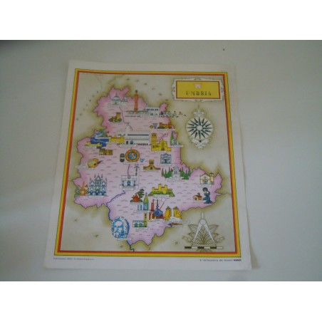 Cartina geografica Umbria omaggio gestori Esso arti grafiche Ricordi