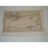 Incisione carta dell' itinerario Parigi Gerusalemme Chateaubriand