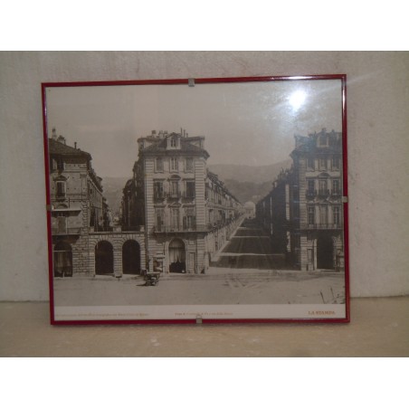 Fotografia vecchia Torino contrada di Po e via della Zecca in bella cornice a giorno