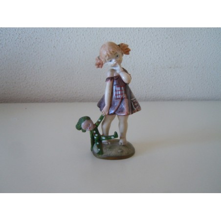 Fontanini depose italy bambina con bambola figurino