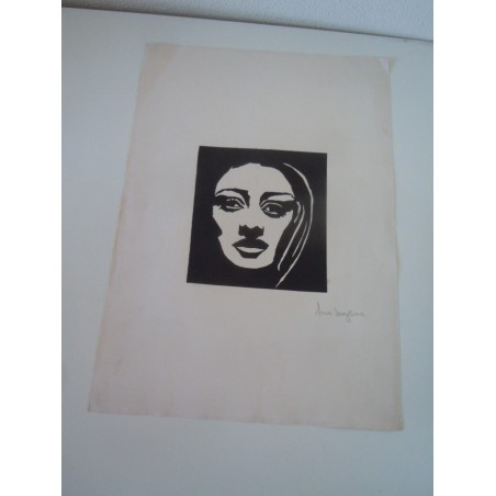 Volto di donna Incisione su cartoncino Scaglione Anna  cm 50x35