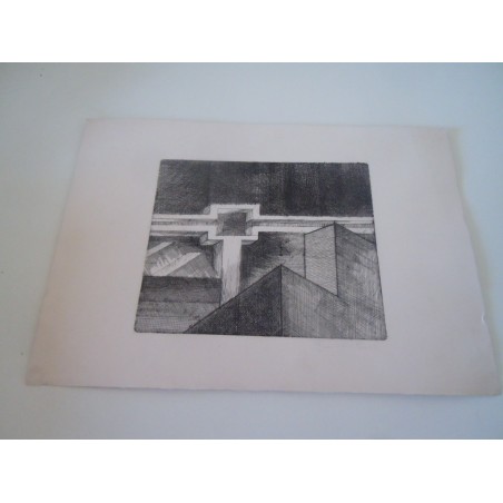 Incisione su cartoncino Francesco Panetti cm 50x35
