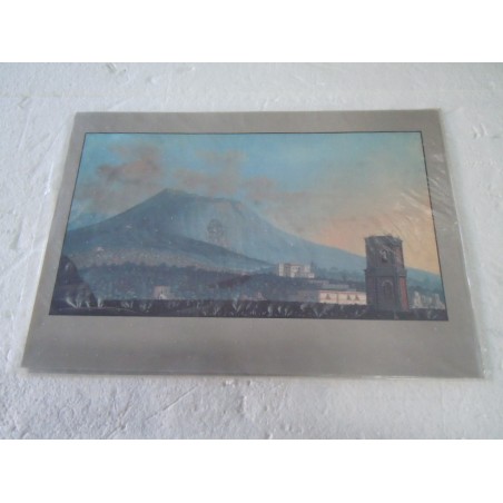 Stampa gouache Napoli Torre del Greco eruzione omaggio de Il Mattino