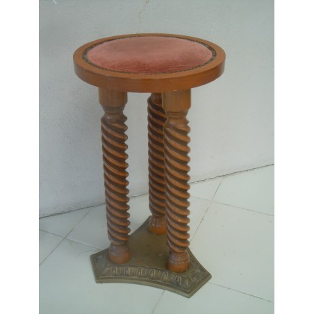 Sgabello sediolo deco legno e ottone vintage