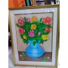 Quadro a tempera vaso con fiori natura morta