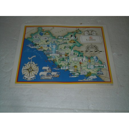 Cartina geografica Lazio omaggio gestori Esso arti grafiche Ricordi