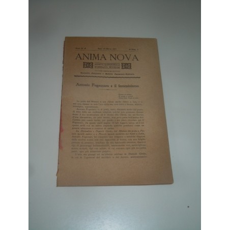 Rivista Anima Nova Bari n 5 del 1911 Antonio Fogazzaro e il femminismo