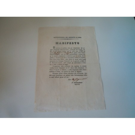 Editto borbonico sottintentenza di Sora aste per legname Rocca D' Evandro