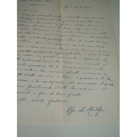 Autografo Ugo La Malfa politico partito repubblicano